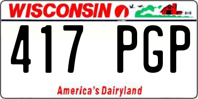 WI license plate 417PGP