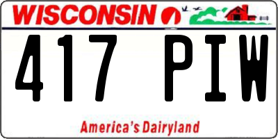 WI license plate 417PIW