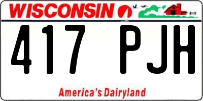 WI license plate 417PJH