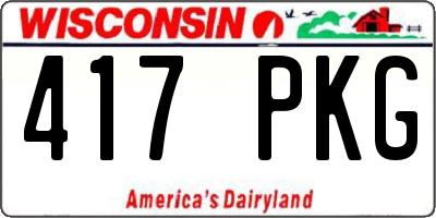 WI license plate 417PKG