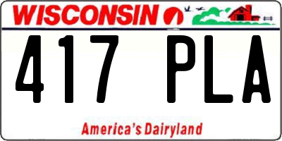 WI license plate 417PLA