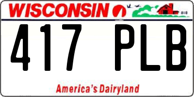 WI license plate 417PLB