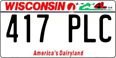 WI license plate 417PLC