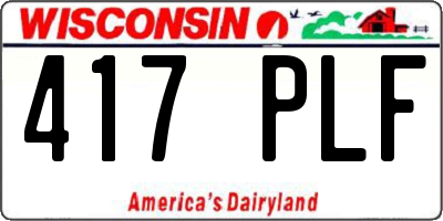 WI license plate 417PLF