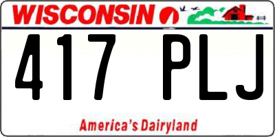 WI license plate 417PLJ