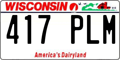 WI license plate 417PLM