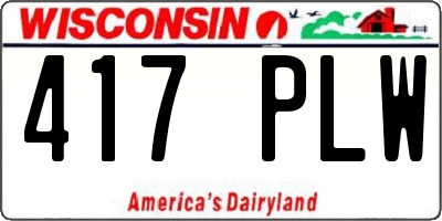 WI license plate 417PLW
