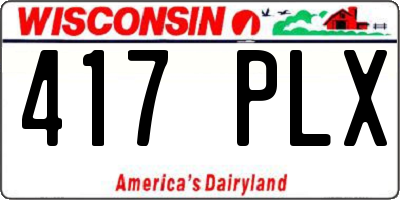 WI license plate 417PLX