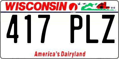 WI license plate 417PLZ