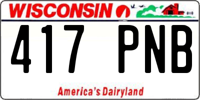 WI license plate 417PNB