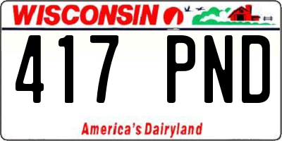 WI license plate 417PND