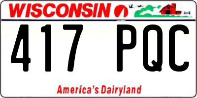 WI license plate 417PQC
