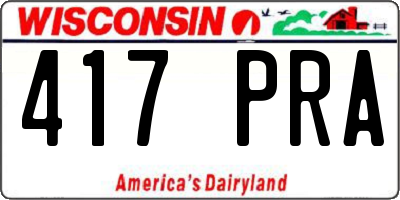 WI license plate 417PRA
