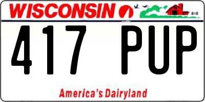 WI license plate 417PUP
