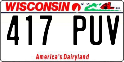 WI license plate 417PUV
