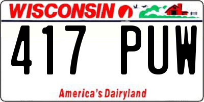WI license plate 417PUW