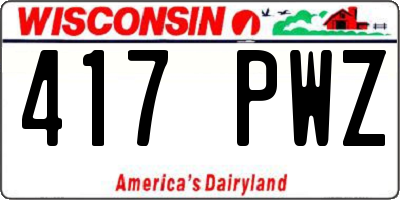 WI license plate 417PWZ