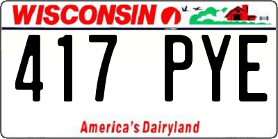 WI license plate 417PYE