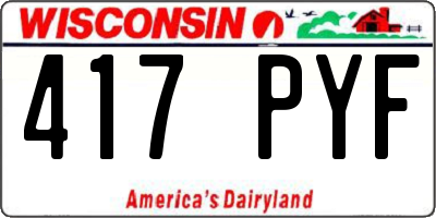 WI license plate 417PYF