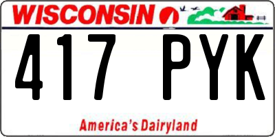 WI license plate 417PYK
