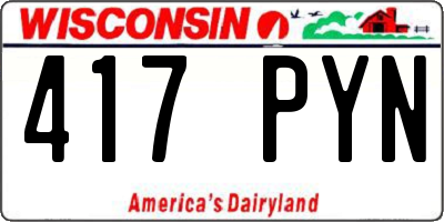 WI license plate 417PYN