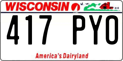 WI license plate 417PYO