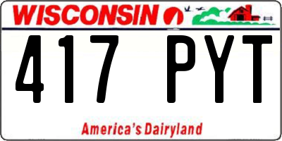 WI license plate 417PYT