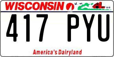 WI license plate 417PYU