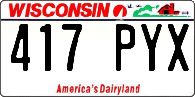 WI license plate 417PYX