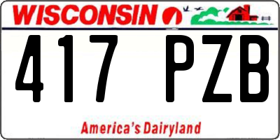 WI license plate 417PZB