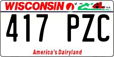 WI license plate 417PZC