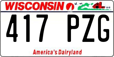 WI license plate 417PZG