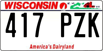 WI license plate 417PZK