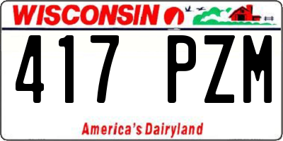 WI license plate 417PZM