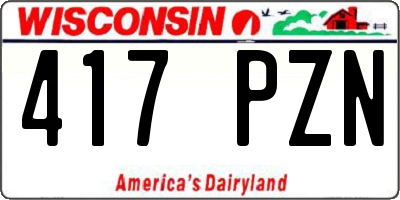 WI license plate 417PZN