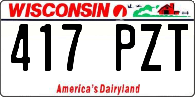 WI license plate 417PZT