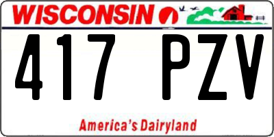 WI license plate 417PZV
