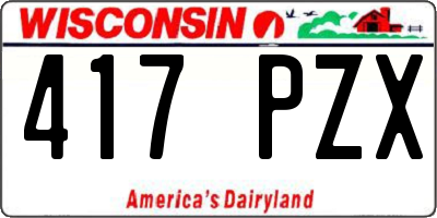 WI license plate 417PZX