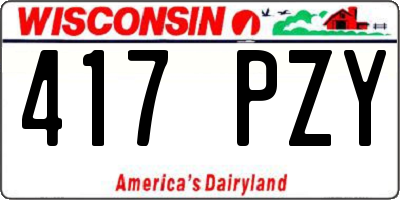 WI license plate 417PZY