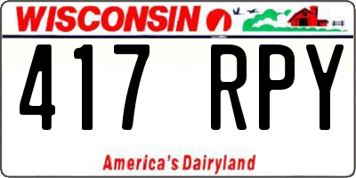 WI license plate 417RPY