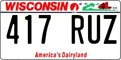 WI license plate 417RUZ