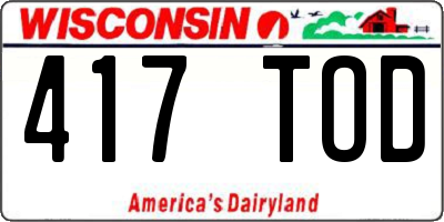 WI license plate 417TOD