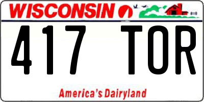 WI license plate 417TOR