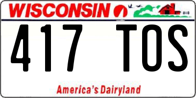 WI license plate 417TOS