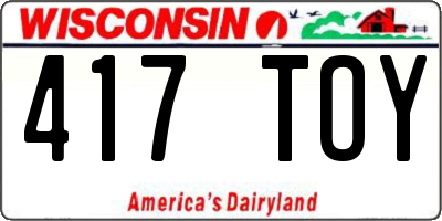WI license plate 417TOY