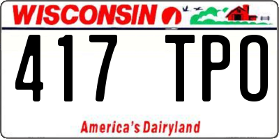 WI license plate 417TPO