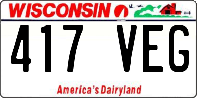 WI license plate 417VEG