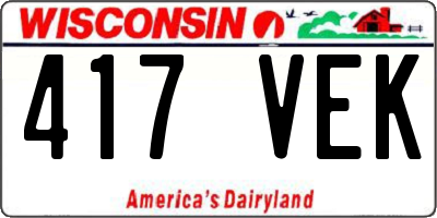 WI license plate 417VEK