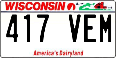 WI license plate 417VEM