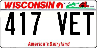 WI license plate 417VET